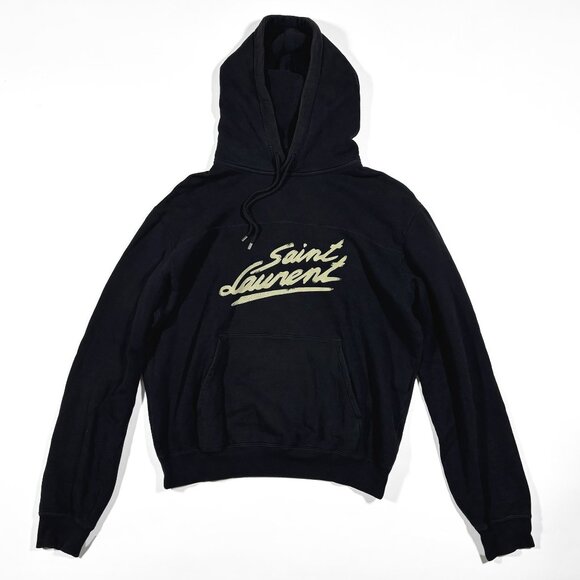 Saint Laurent 50s Signature Logo Hoodie Black Size M - Picture 1 of 7
